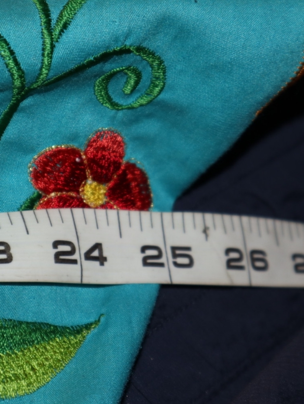 Teal Mexican Embroidered Blouse – Artisan Cotton Peasant Top, Boho Fiesta Sz 18 - Picture 9 of 10